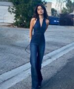 Combinaison bleu en jean sans manches