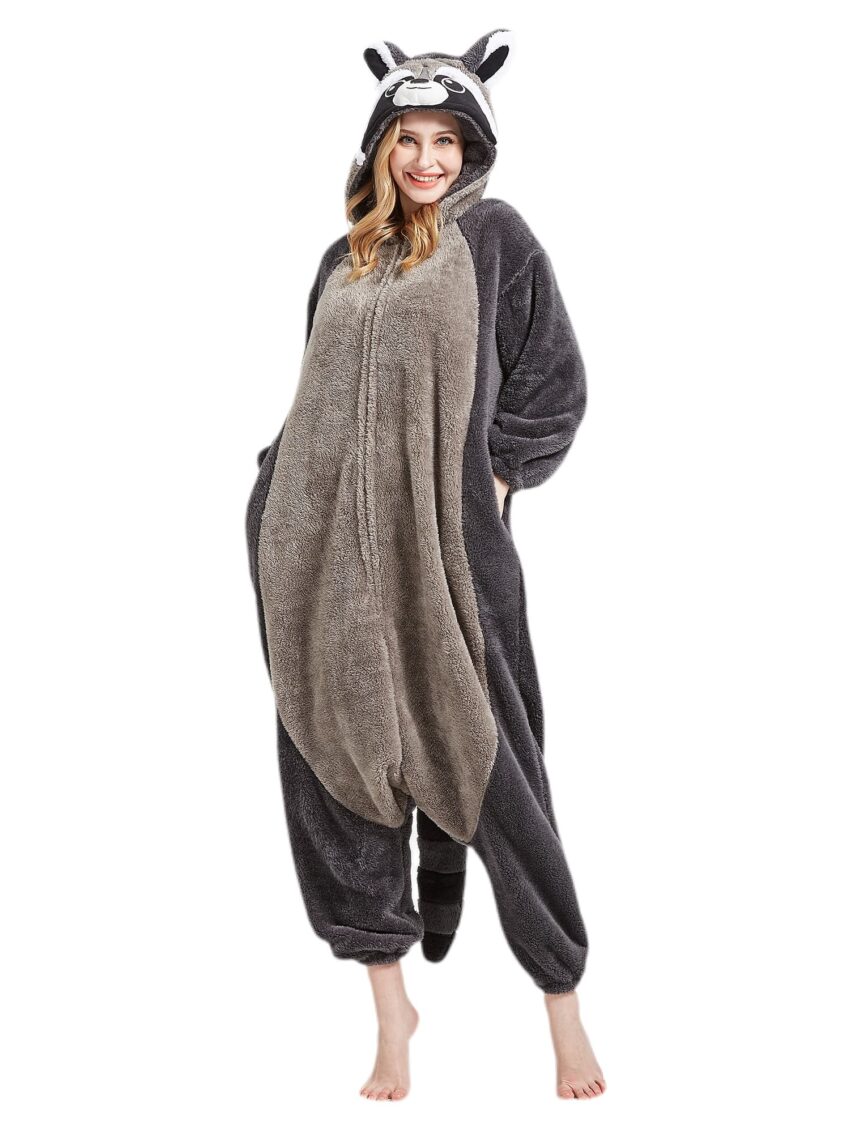 Pyjama une pièce raton laveur gris pilou-pilou 5704