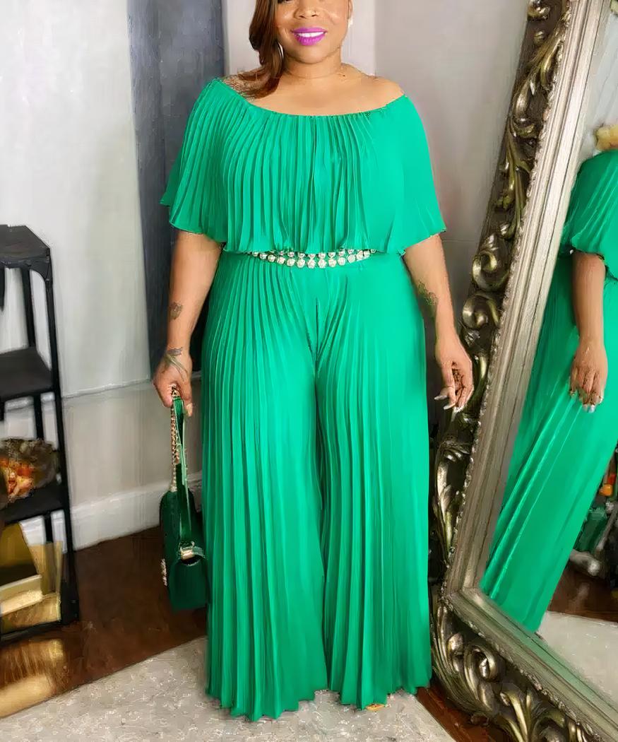 Combinaison plissée épaules nues pour femme ronde • Ma Combi