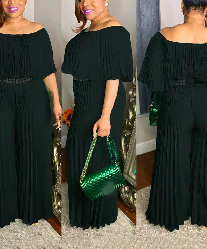 Combinaison plissée épaules nues pour femme ronde • Ma Combi