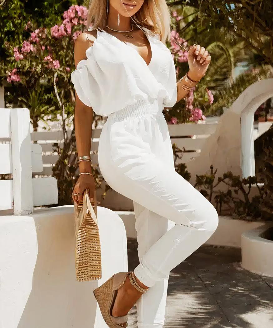 Combinaison Blanche Combinaison Fluide Femme Ronde Combinaison