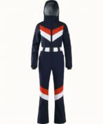 Combinaison de ski femme imperméable avec capuche sur fond blanc